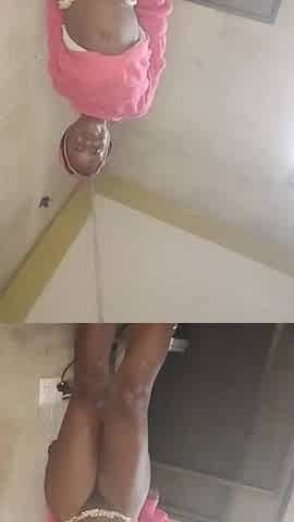 Crazybitch dancing off to a neighbor music partially stripped and showing twat and butt at a close discharged