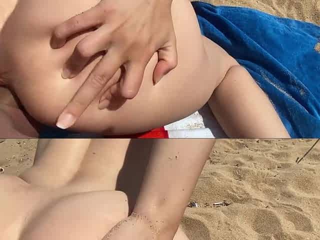 The naughty couple fuck like rabbits in the sandy shores of a Greek sea