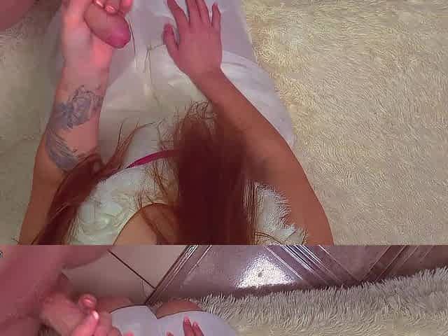 Lovely mother I'd like to fuck With Nylon Hose Footjob Cum On Legs