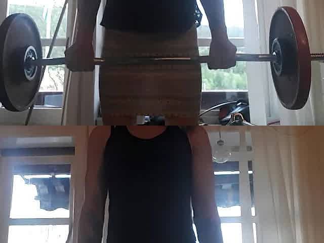 Training biceps with heels and butplugg