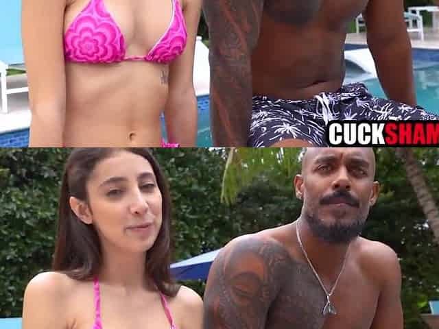Cuckold hubby sharing his wife with ebony buddy