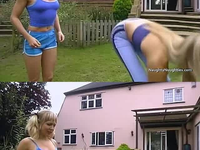 Tall and short British blond lesbian babes