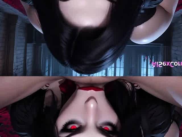 Crimson-Eyed Goth Babe Teases Until That Cumshot Bursts (AI)