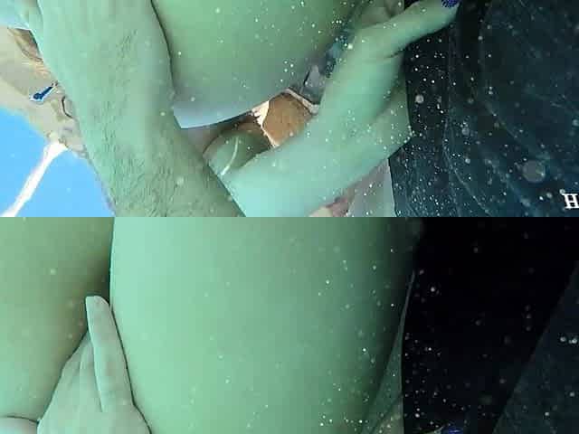 Secretive Underwater Cock Stroking Ass Grabbing With
