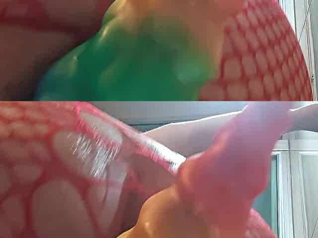 Marica likes her rainbow vibrator