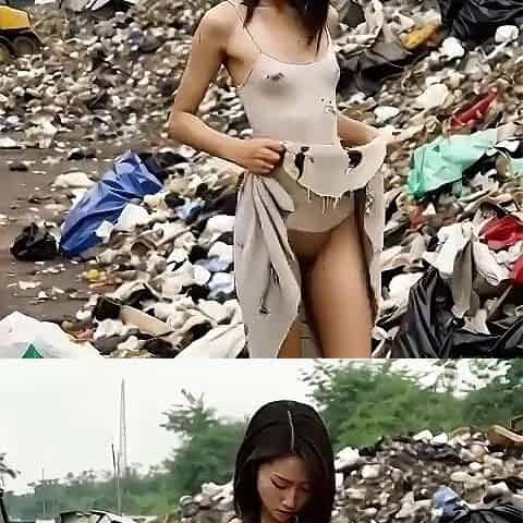 Chapter 1. The slender youthful Oriental gal from the rubbish dump, screws for a bit of rice. AI-generated