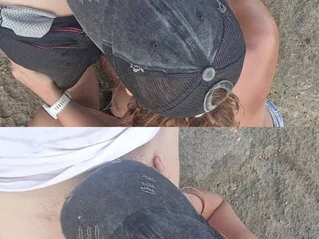 Blowjob Ending with Cum on Tits. Caught on the Beach
