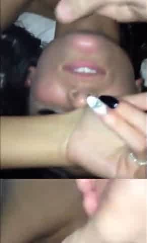 Homemade Blowjob with Amateur Brunette Ends with a Facial