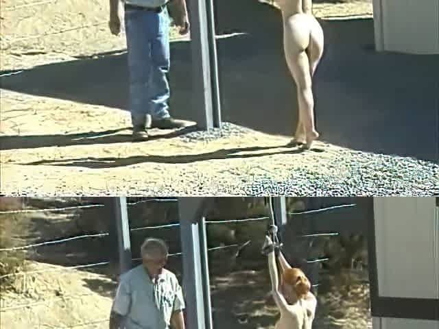 Big Tit Red Head Tied up and Whipped Outdoors