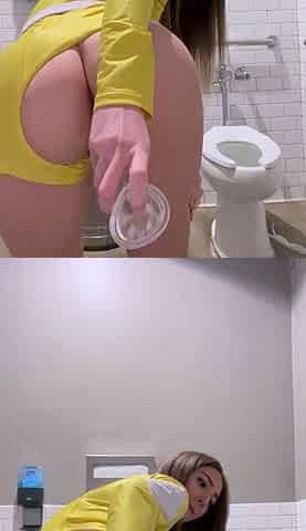 PussyRanger Public Bathroom Dildo Play