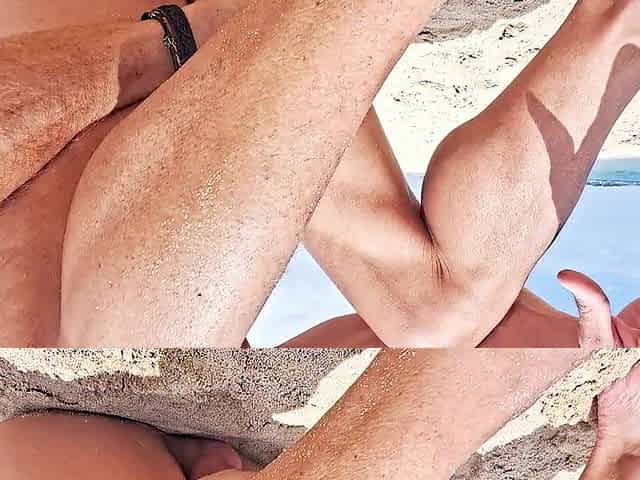 Exhibitionist Sexy Man Jerks Off His Large Shlong Riskily On Public Beach