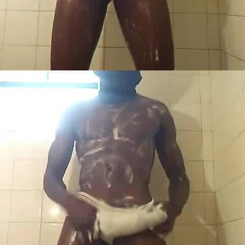 large wang thug jacking off in the shower