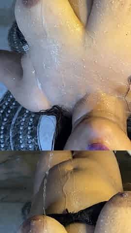 Caught Horny Boudi Pressing Big Boobs & Fingering While Taking Shower
