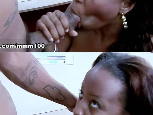 Cumshot on her black fat ass - MMM100