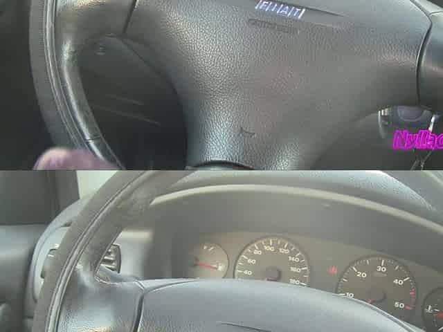 Nyllady's Footjob to Gearshift and Wheel in Patterned Pantyhose