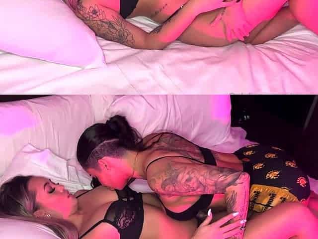 Blond and brunette lesbians licking pussy