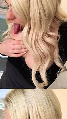 Beautiful blond babe with big boobs masturbating