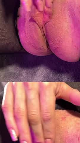 I'm Caressing My Wet Shaved Pussy Through a Hole in My Nylon Pantyhose