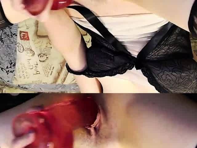 Big Dildo Fucking With A Busty Brunette Amateur