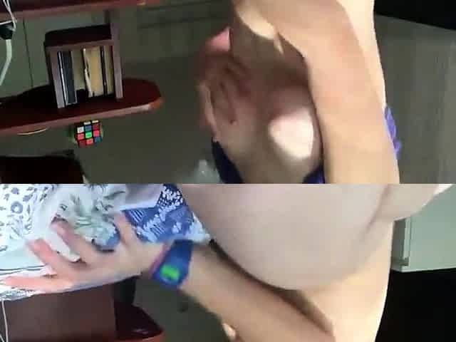 Amateur Girl Masturbates with Fingertips on Her Tits