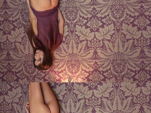 Straight haired hottie Brit takes her pretty dress and flashes her nice cunt