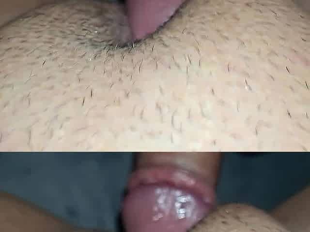 I rub my petite penis on her large twat.