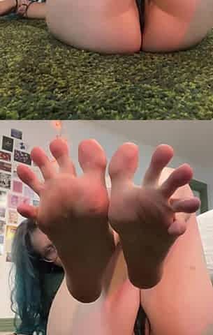 weird goth gal shows toes and twat