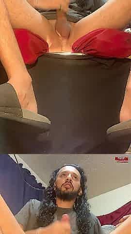 large bbc uncut penis cumming in my chanclas