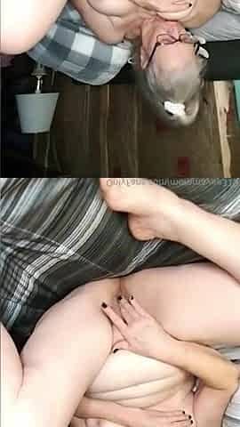Medley Of Hawt Older Sucking Her Own Tits!