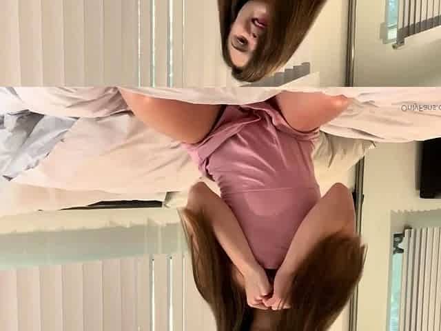 Amateur young brunette enjoys dildo on solo masturbation