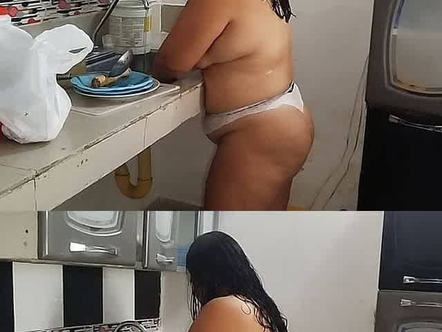 The Chubby Latina Likes to Be an Exhibitionist so the Neighbor Can See Her Ass