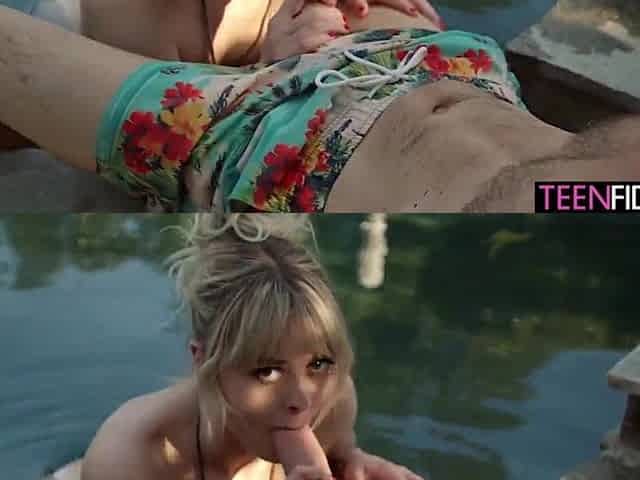Amber came over to kewl off in the pool and look incredible during the time that doing it.