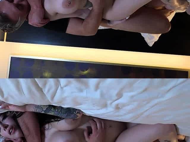 A super sexy brunette massages her big boobs