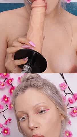 This Bitch Rubs Cum All Over Her Tits - Sweet Creampie in Her Mouth - Sperm Flood!