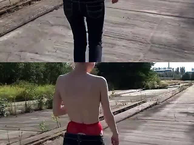 Outdoor Anal mit einer Magernutte - German Amateur Top Video