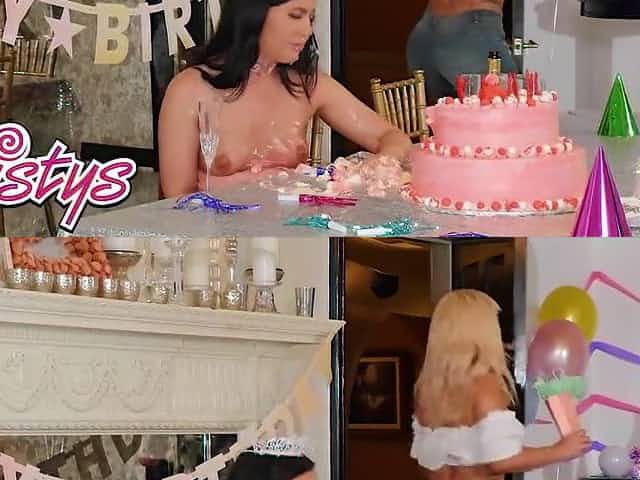 Twistys - Bridgette B, Whitney Wright have a strap on birthday party