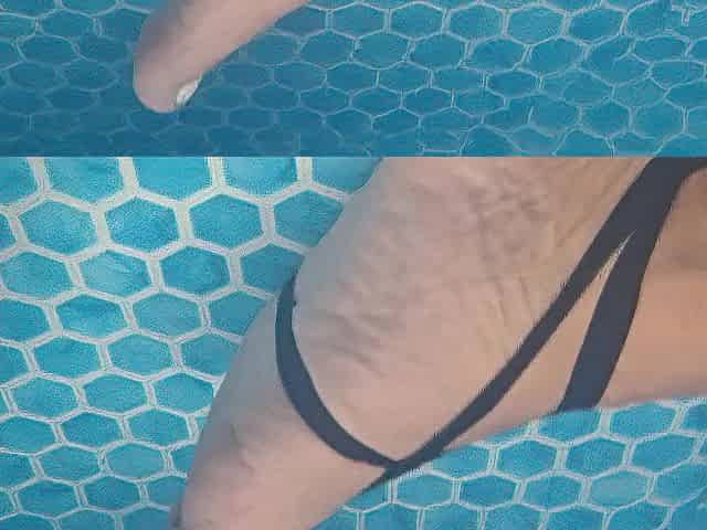Underneath water feet