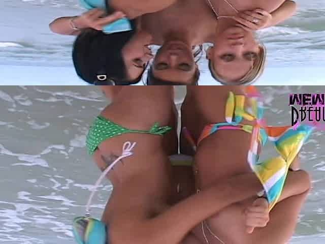 Three All Natural College Cuties Flash at the Beach