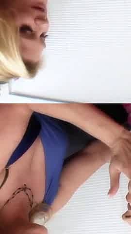 Lesbian love between Ginger Lynn and Ally Kay two whores with sexy tattoos and blondes enjoy touching and licking their pussy