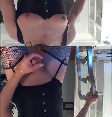 Filthy Spanish Wench in Nylons, Garter Thong and High Heels