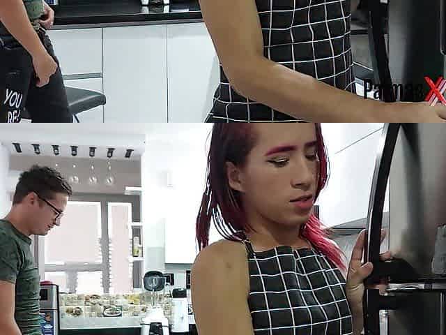 My stepbrother's wife seduces me in the kitchen. Part 1. this babe has a wonderful booty