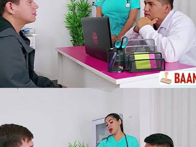 grabbing the nurse by the booty and vagina.