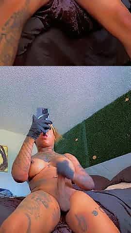 TRANSGENDER KY'ARA JACKING THAT LARGE RAMROD WITH LATEX GLOVES THEN CUM EVERYWHER , Orlando FL