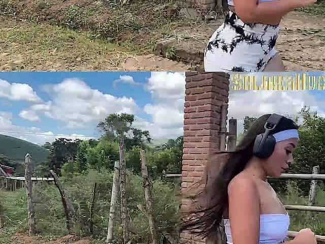 Large-assed Colombian needs hydration and her neighbour fills her throat with goo - DanielaAndrea