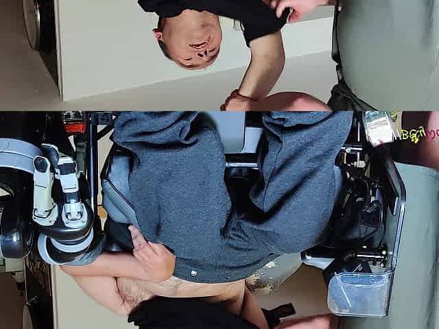 Wheelchair stud gets nude by his nurse for a tugjob