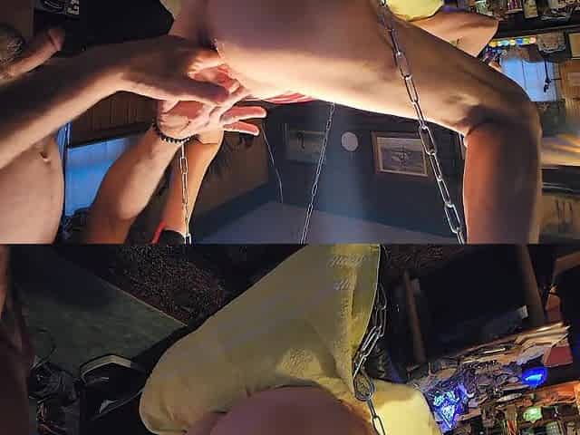 bondage milf in red dress electro orgasms