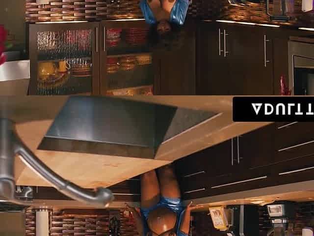 Preggo Black Playgirl Gets Kitchen Drilled