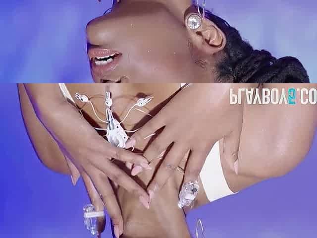 Kinky black teen hotty SaBrea Phenix solo softcore for Playboy