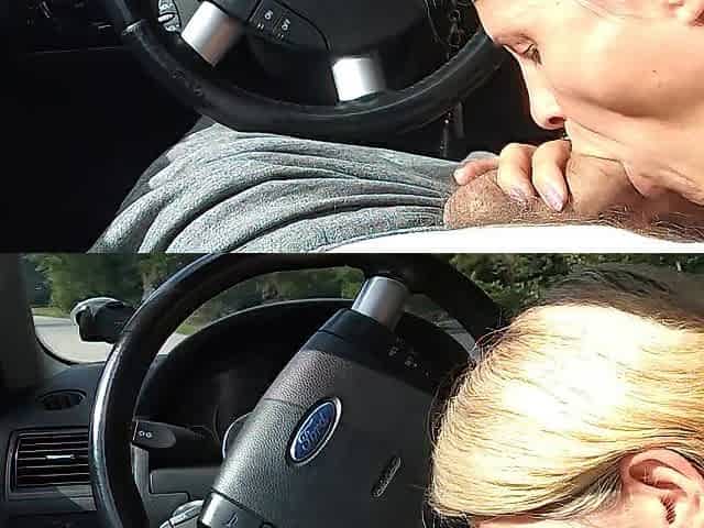 mother I'd like to fuck sucking knob on the parking by the public road. Public schlong sucking and spunk flow