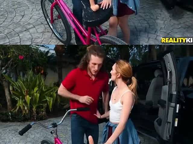 Naughty Chick Rides Bike With Dildo Set On The Seat - Brick Danger And Victoria Gracen